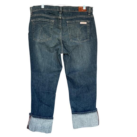 Calvin Klein Jeans Womens 12 Blue Cuffed Cropped Jean Faded Wash WG24D20 Stretch - Picture 2 of 13